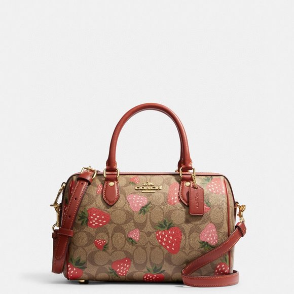 Coach Rowan Satchel In Signature Canvas With Wild Strawberry Print CH511